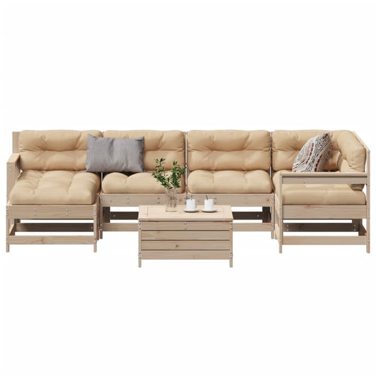 7-delige Loungeset met kussens massief grenenhout is nu te koop bij PeponiXL, paradijselijk wonen!