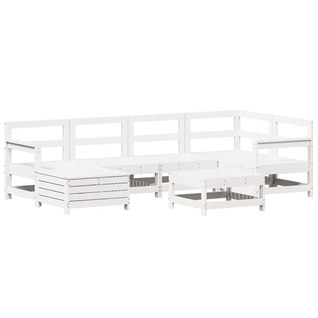 7-delige Loungeset massief grenenhout wit is nu te koop bij PeponiXL, paradijselijk wonen!