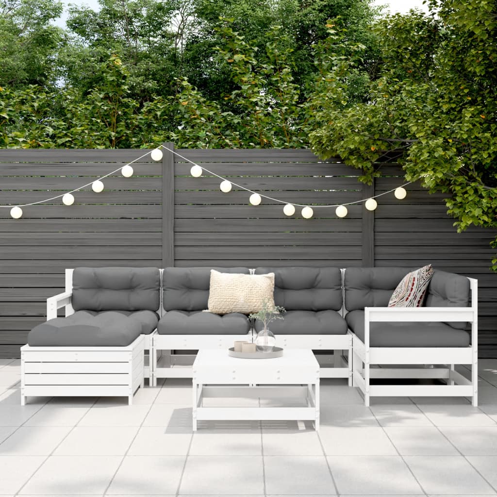 7-delige Loungeset massief grenenhout wit is nu te koop bij PeponiXL, paradijselijk wonen!