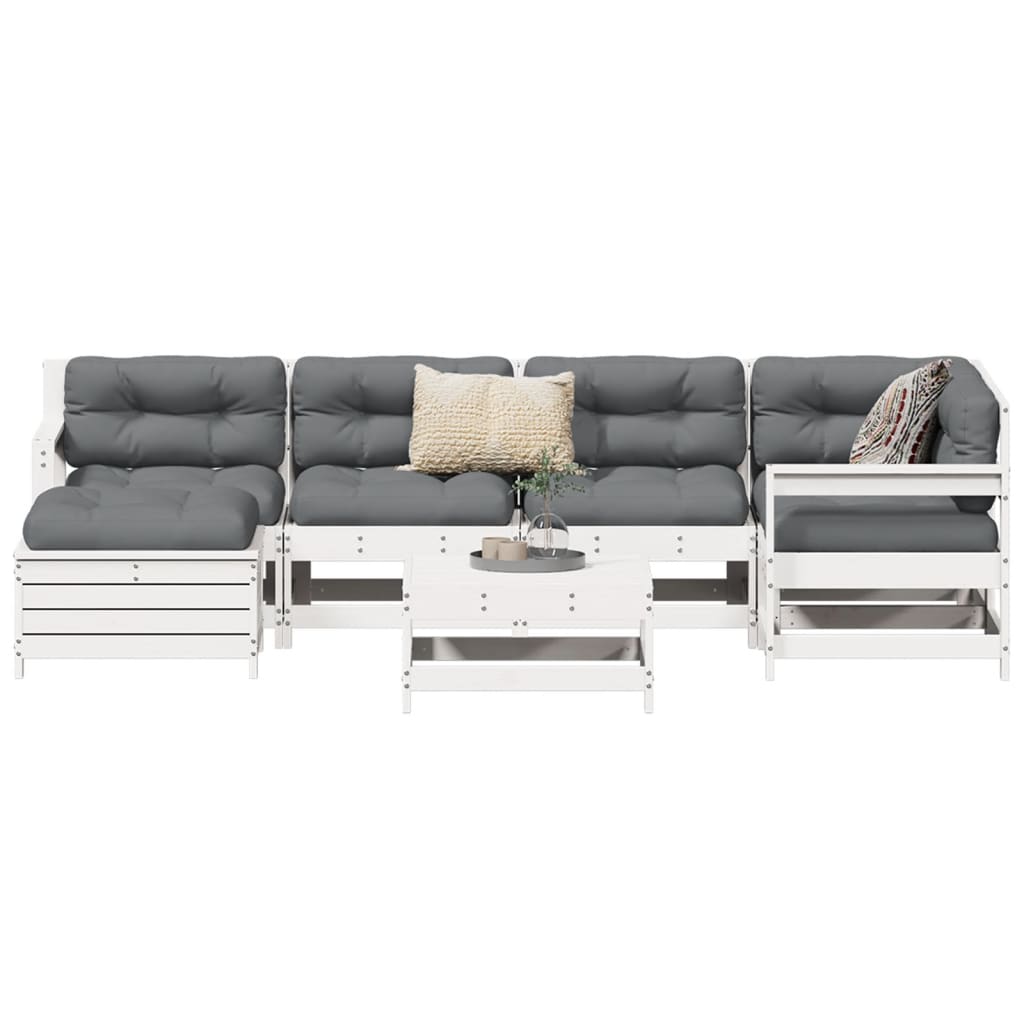 7-delige Loungeset massief grenenhout wit is nu te koop bij PeponiXL, paradijselijk wonen!