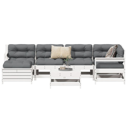 7-delige Loungeset massief grenenhout wit is nu te koop bij PeponiXL, paradijselijk wonen!
