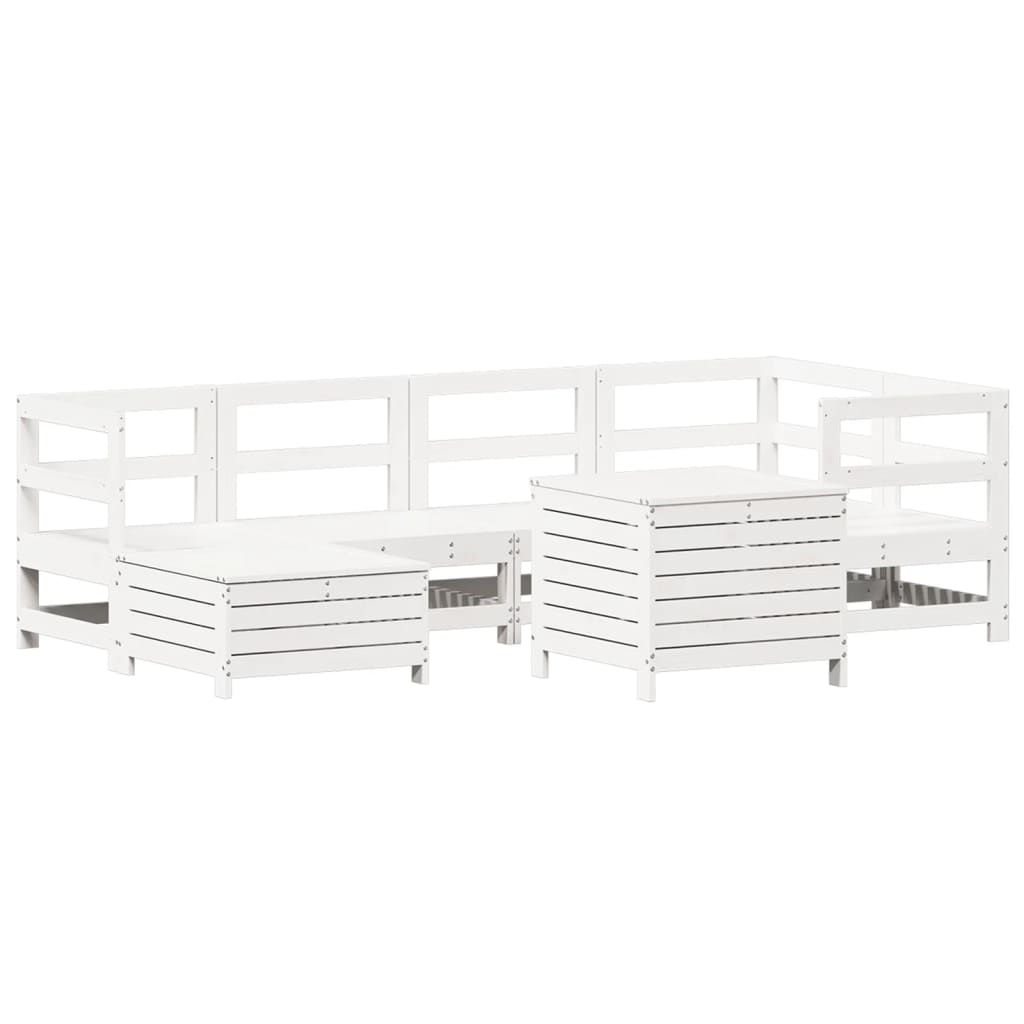 7-delige Loungeset massief grenenhout wit is nu te koop bij PeponiXL, paradijselijk wonen!