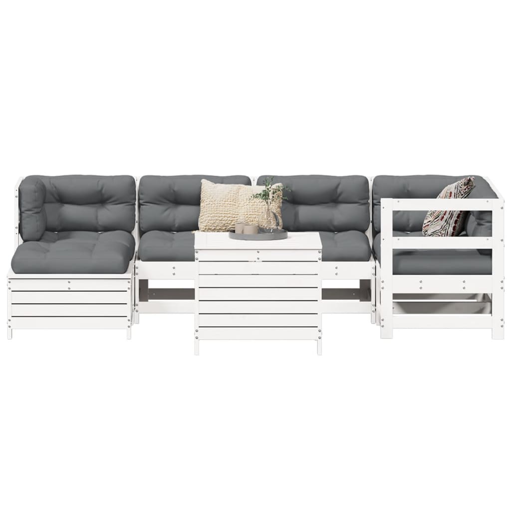 7-delige Loungeset massief grenenhout wit is nu te koop bij PeponiXL, paradijselijk wonen!