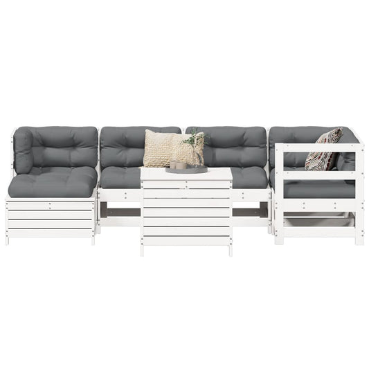 7-delige Loungeset massief grenenhout wit is nu te koop bij PeponiXL, paradijselijk wonen!