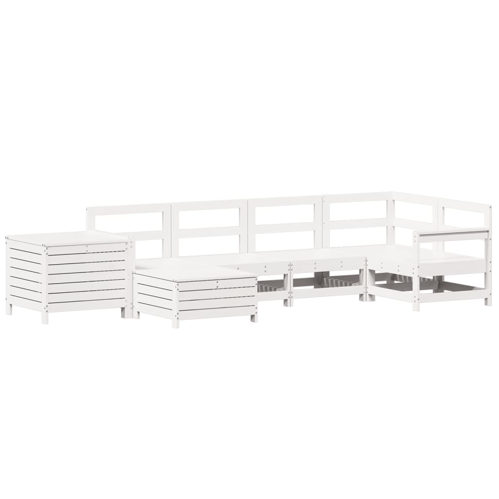 7-delige Loungeset massief grenenhout wit is nu te koop bij PeponiXL, paradijselijk wonen!