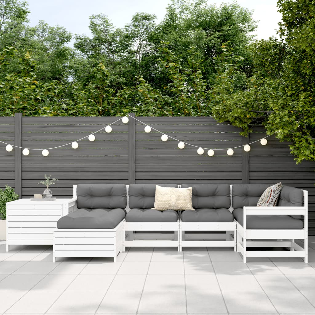 7-delige Loungeset massief grenenhout wit is nu te koop bij PeponiXL, paradijselijk wonen!