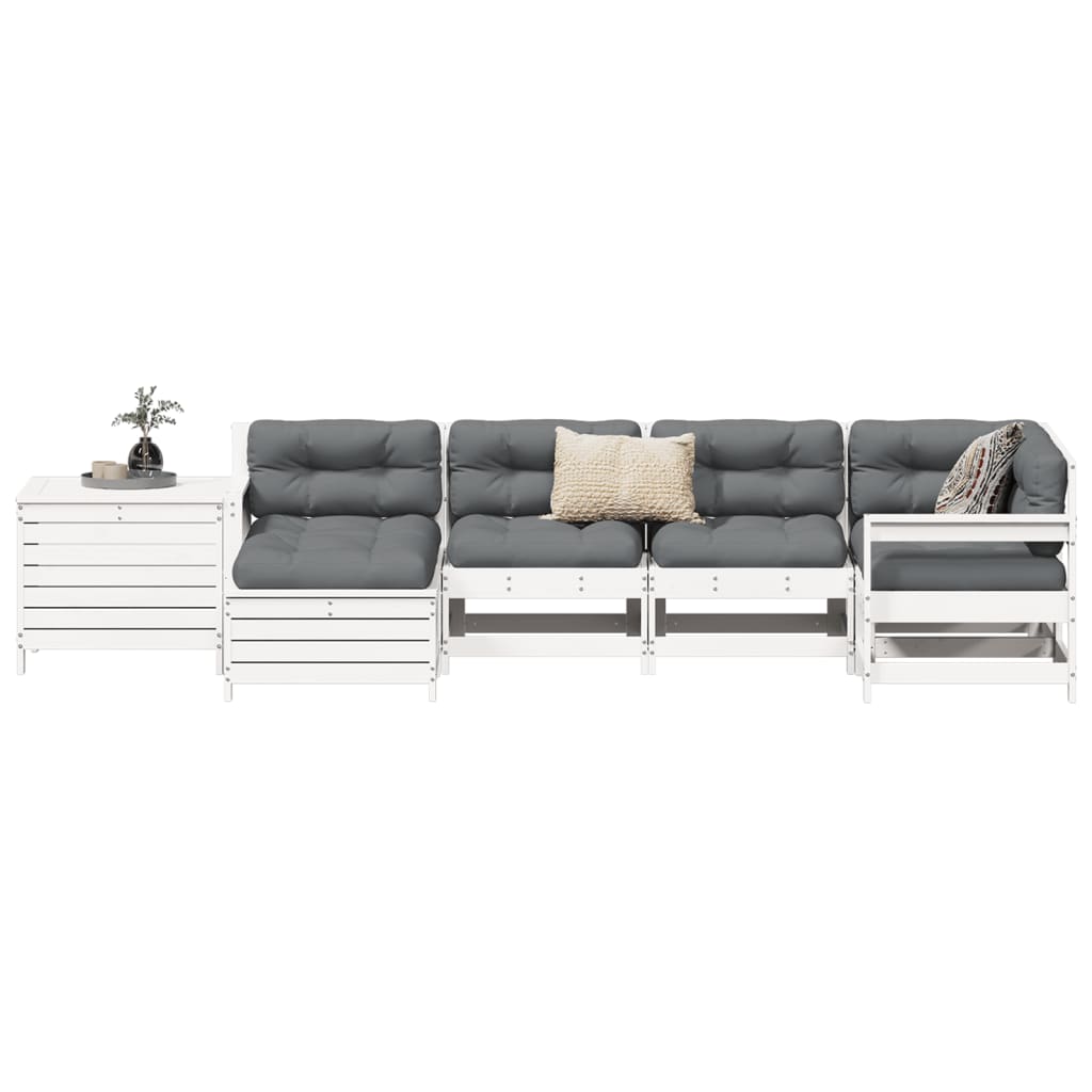 7-delige Loungeset massief grenenhout wit is nu te koop bij PeponiXL, paradijselijk wonen!