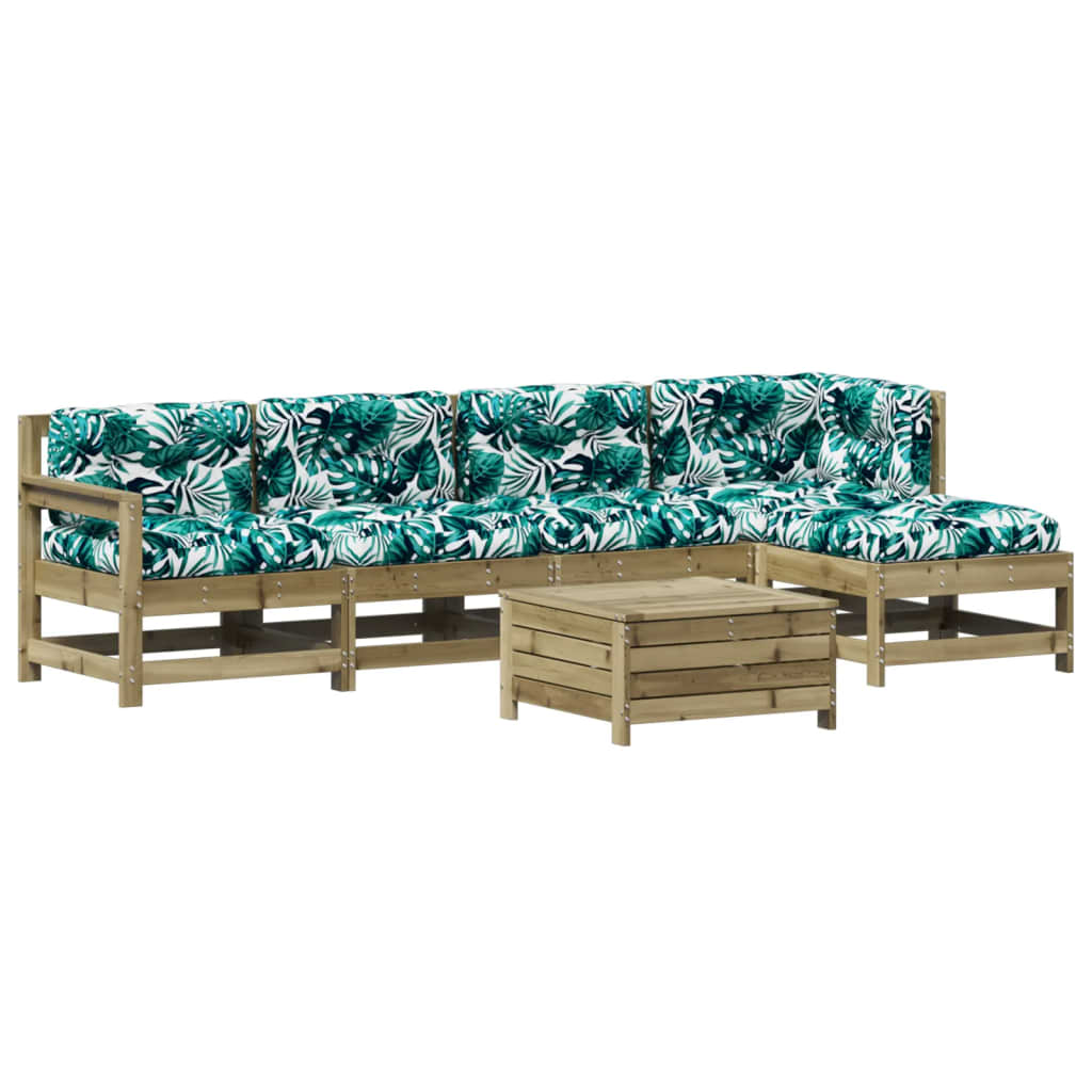 6-delige Loungeset met kussens geïmpregneerd grenenhout is nu te koop bij PeponiXL, paradijselijk wonen!