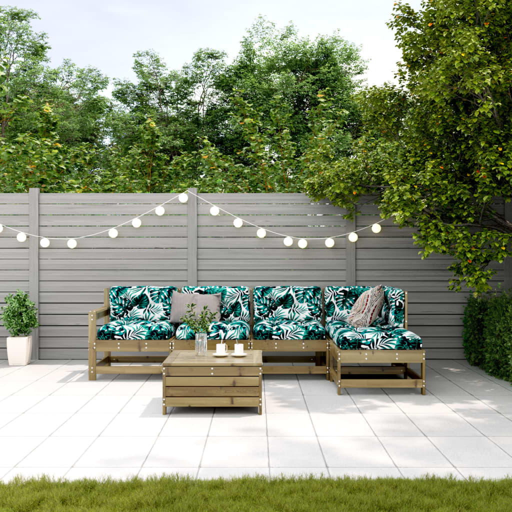 6-delige Loungeset met kussens geïmpregneerd grenenhout is nu te koop bij PeponiXL, paradijselijk wonen!