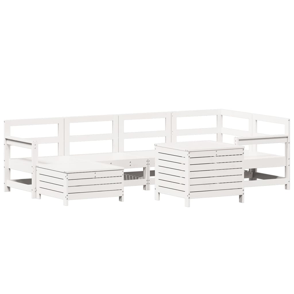 7-delige Loungeset massief grenenhout wit is nu te koop bij PeponiXL, paradijselijk wonen!