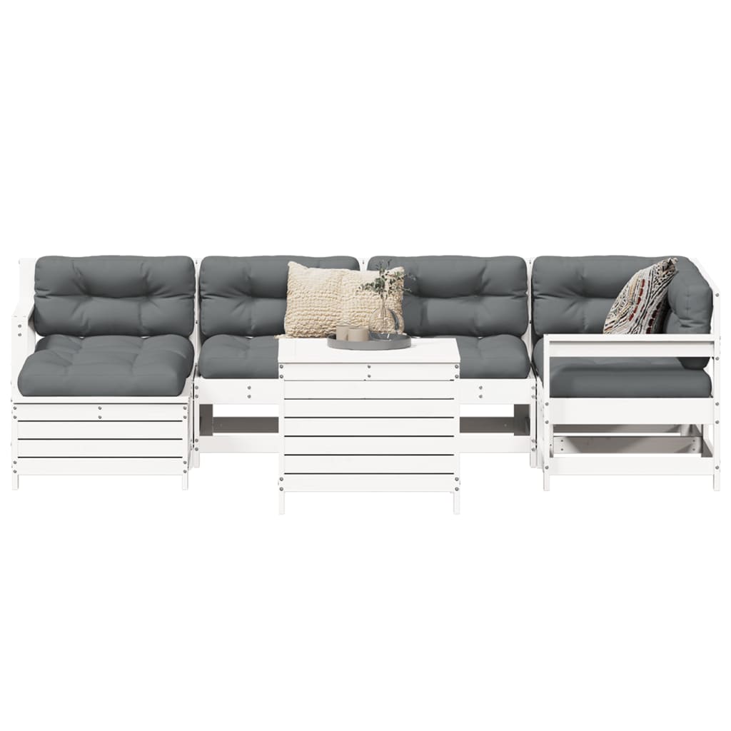 7-delige Loungeset massief grenenhout wit is nu te koop bij PeponiXL, paradijselijk wonen!