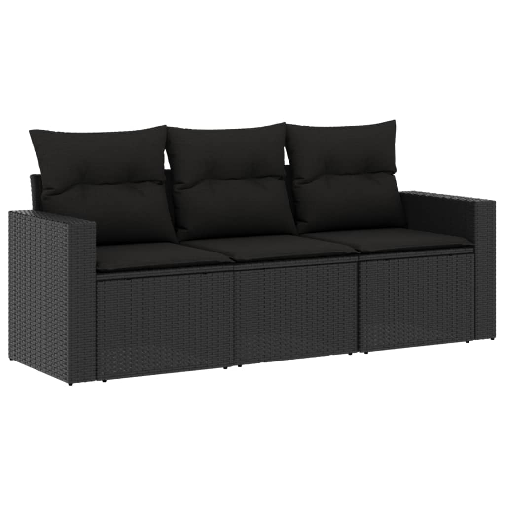 3-delige Loungeset met kussens poly rattan zwart is nu te koop bij PeponiXL, paradijselijk wonen!