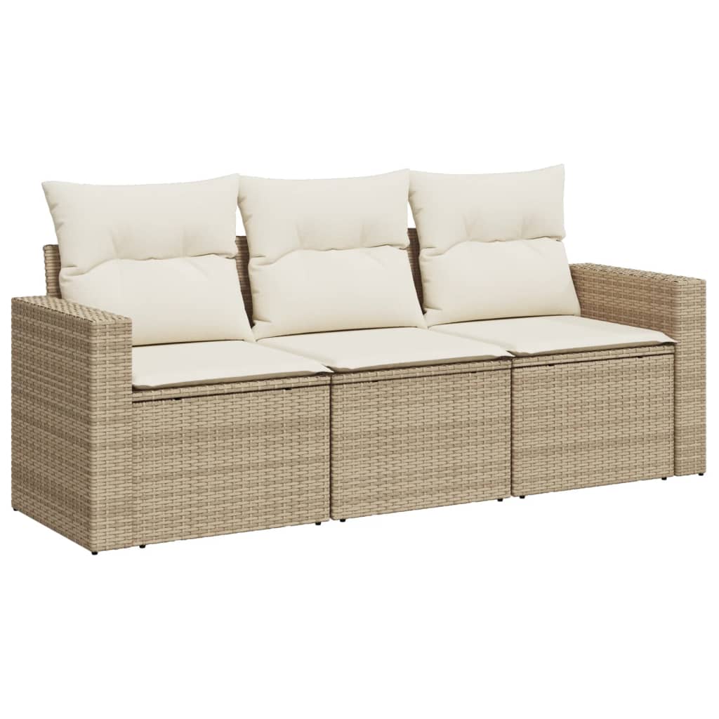 3-delige Loungeset met kussens poly rattan beige is nu te koop bij PeponiXL, paradijselijk wonen!