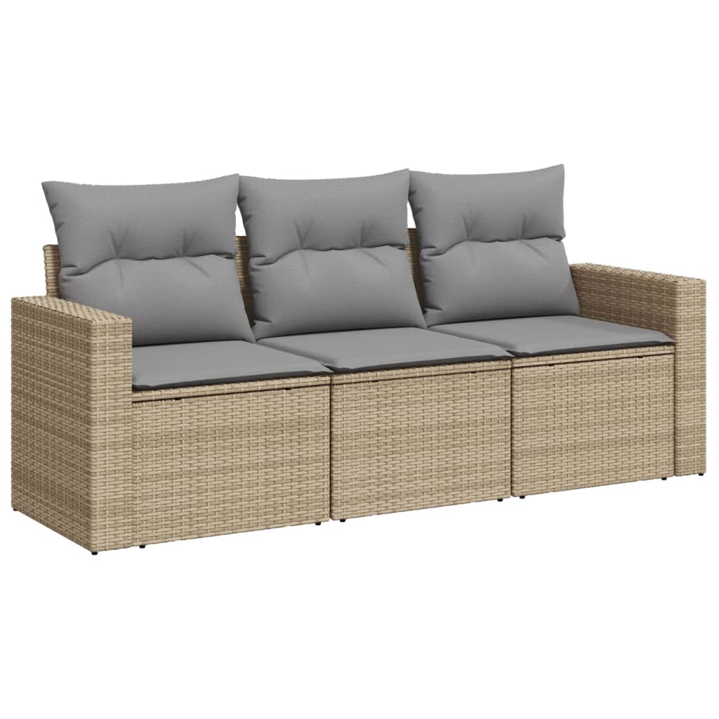 3-delige Loungeset met kussens poly rattan beige is nu te koop bij PeponiXL, paradijselijk wonen!