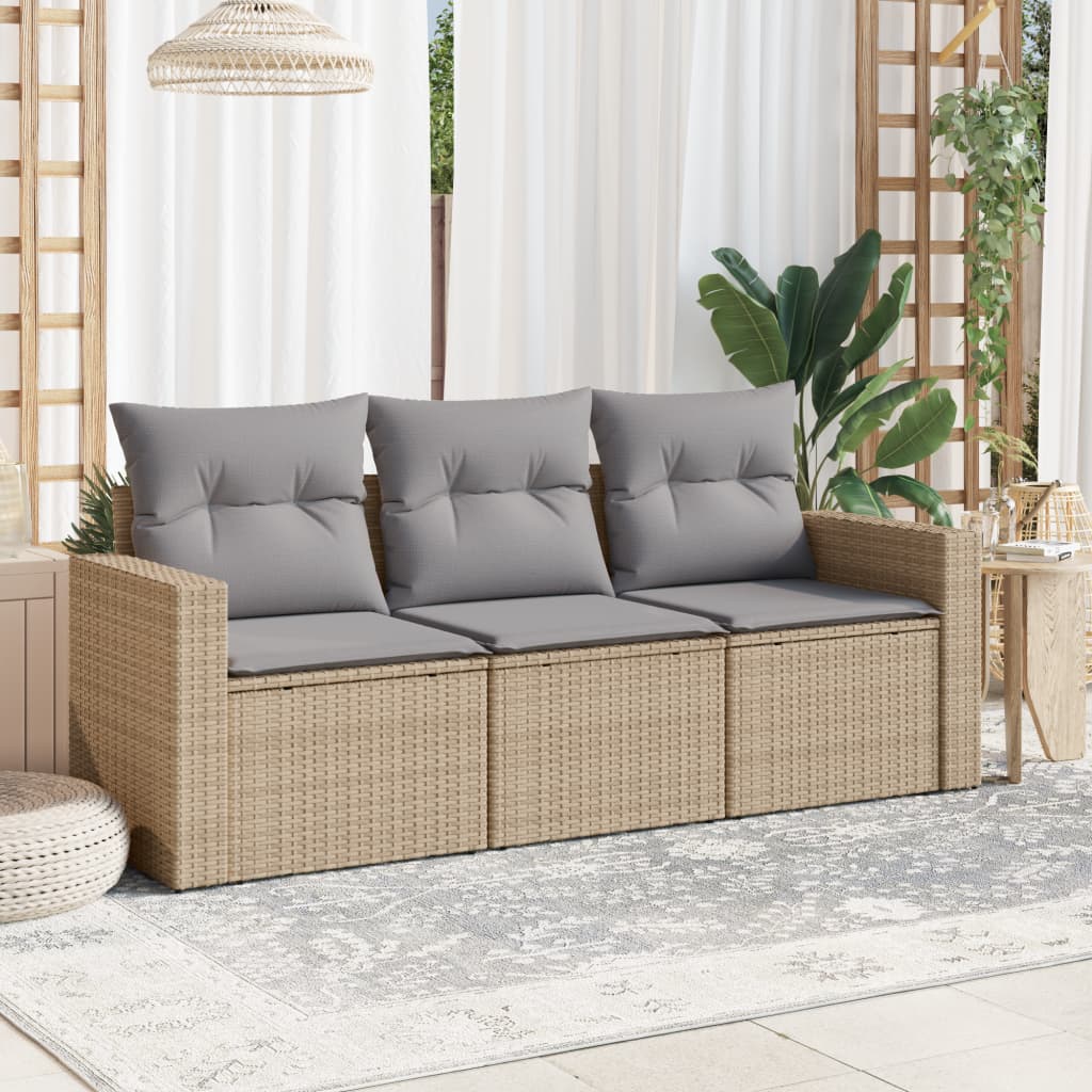 3-delige Loungeset met kussens poly rattan beige is nu te koop bij PeponiXL, paradijselijk wonen!