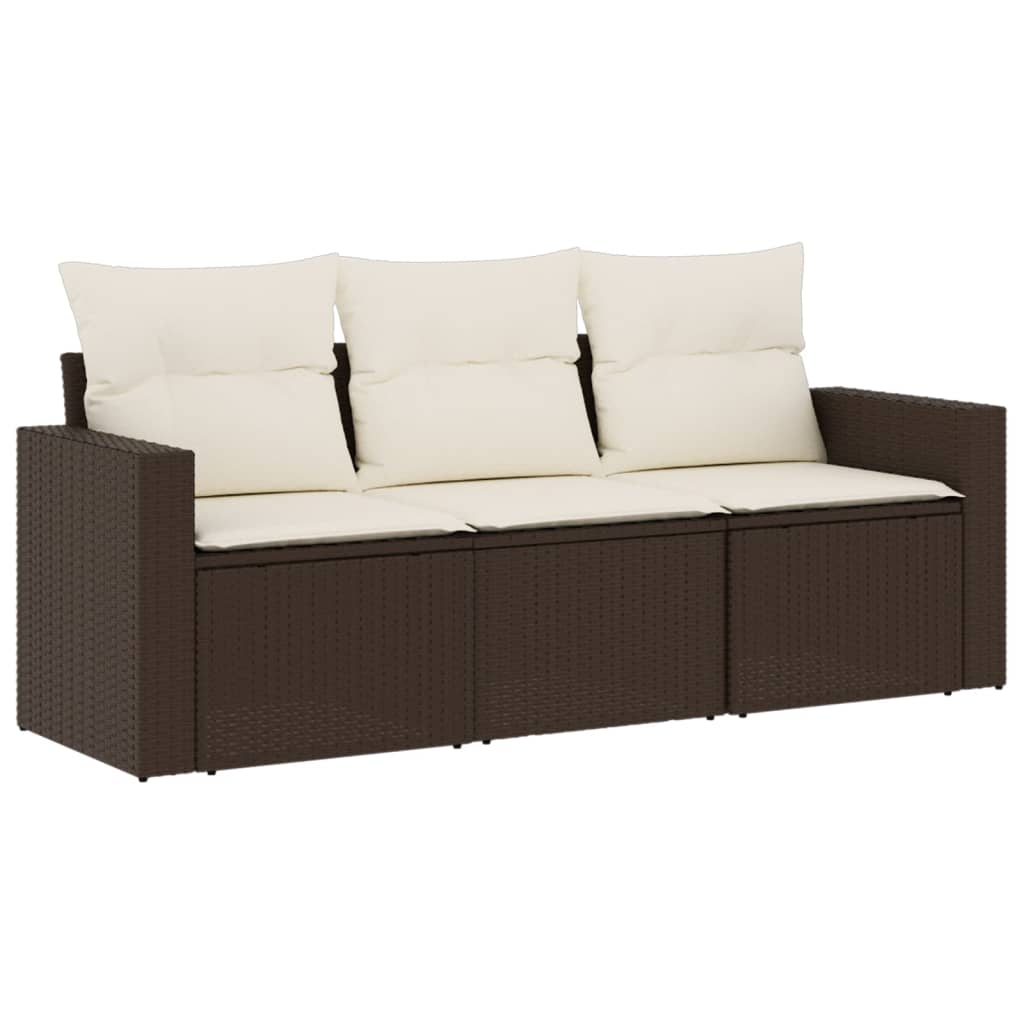 3-delige Loungeset met kussens poly rattan bruin is nu te koop bij PeponiXL, paradijselijk wonen!