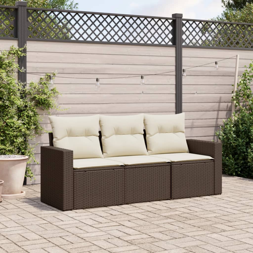 3-delige Loungeset met kussens poly rattan bruin is nu te koop bij PeponiXL, paradijselijk wonen!