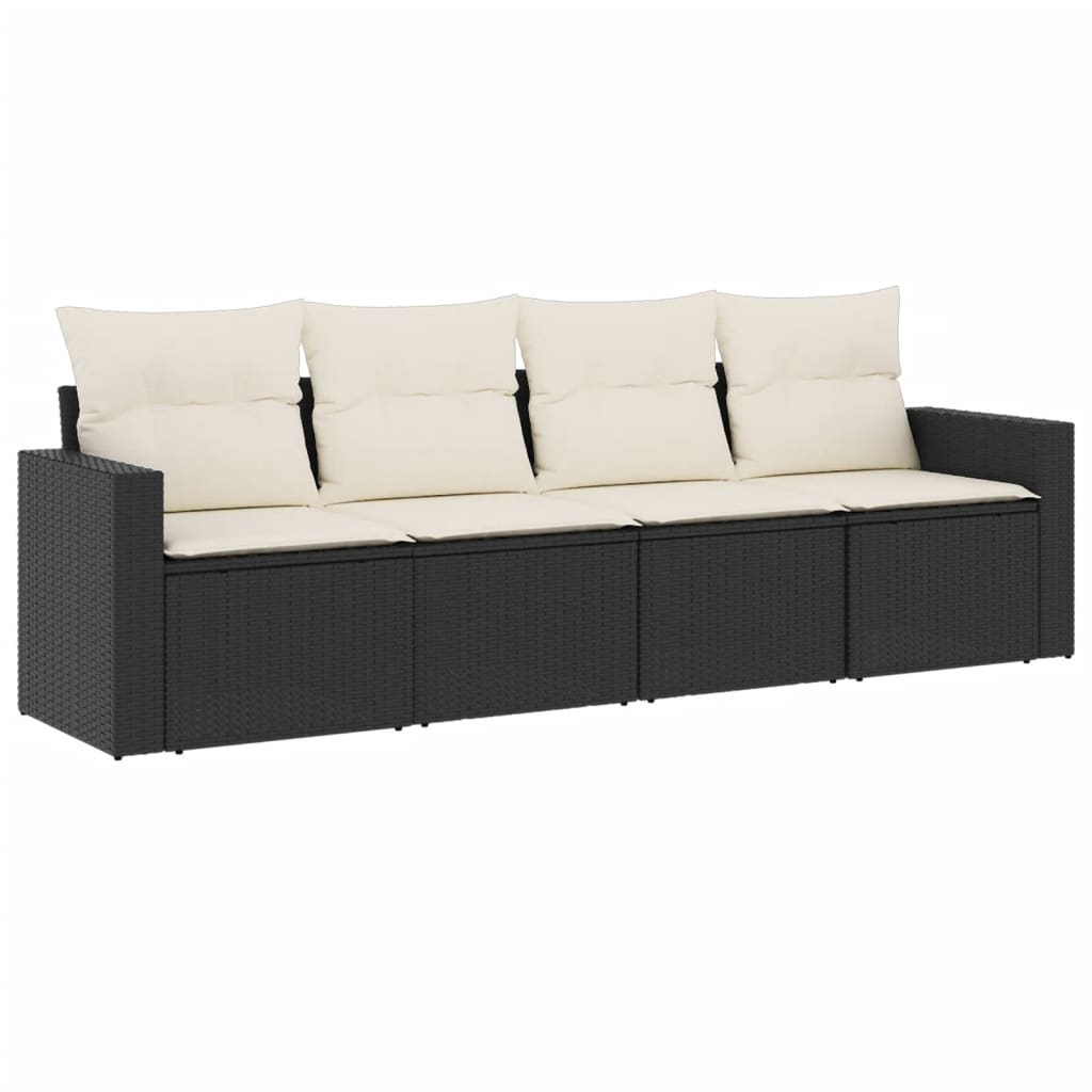 4-delige Loungeset met kussens poly rattan zwart is nu te koop bij PeponiXL, paradijselijk wonen!