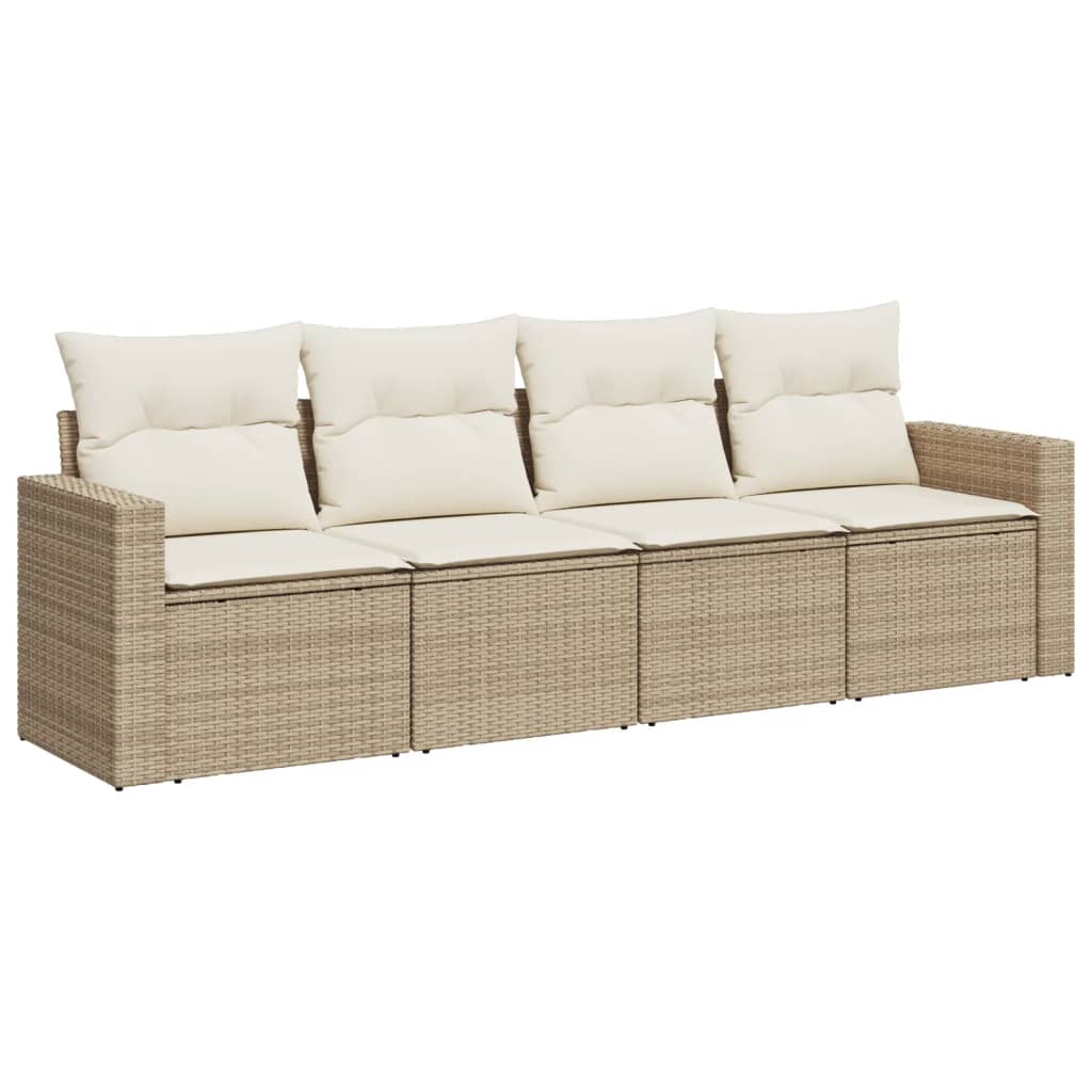 4-delige Loungeset met kussens poly rattan beige is nu te koop bij PeponiXL, paradijselijk wonen!