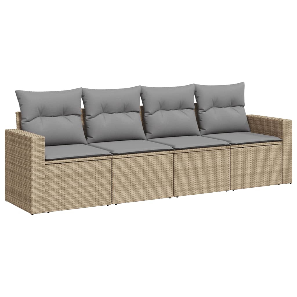 4-delige Loungeset met kussens poly rattan beige is nu te koop bij PeponiXL, paradijselijk wonen!