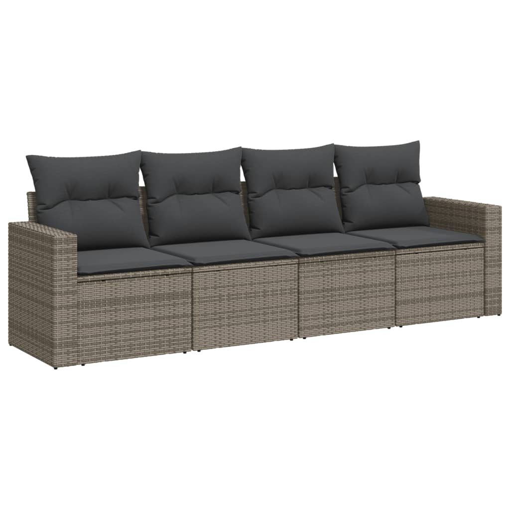 4-delige Loungeset met kussens poly rattan grijs is nu te koop bij PeponiXL, paradijselijk wonen!