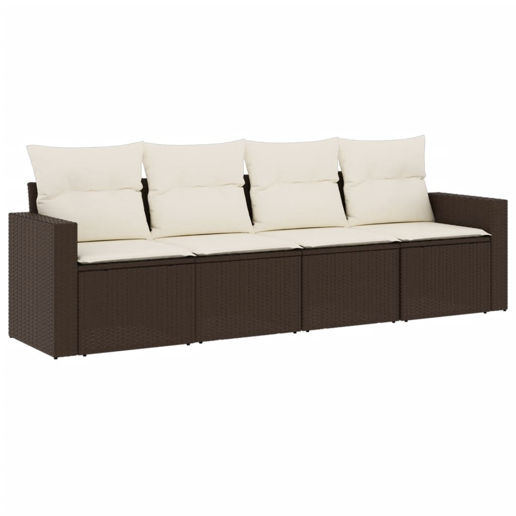4-delige Loungeset met kussens poly rattan bruin is nu te koop bij PeponiXL, paradijselijk wonen!