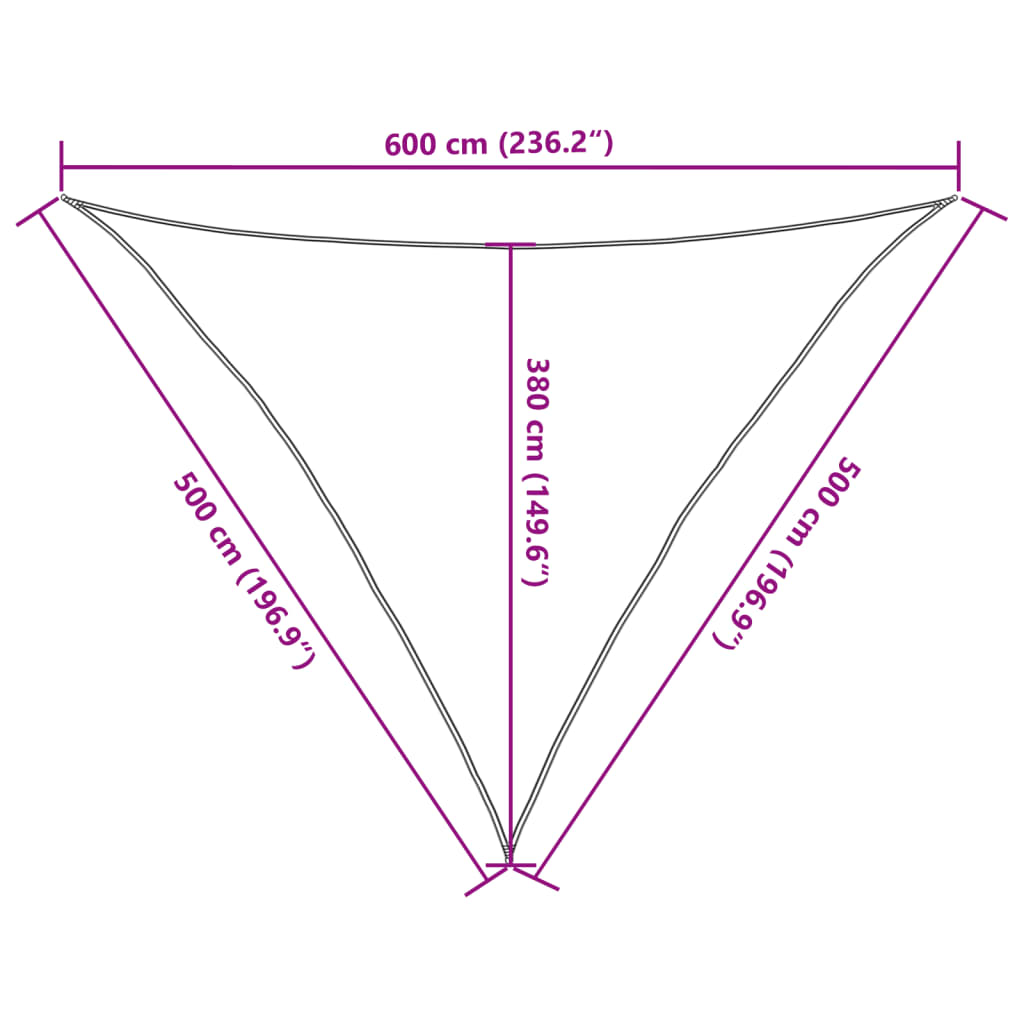 Zonnezeil 160 g/m² driehoekig 5x5x6 m HDPE lichtgrijs is nu te koop bij PeponiXL, paradijselijk wonen!