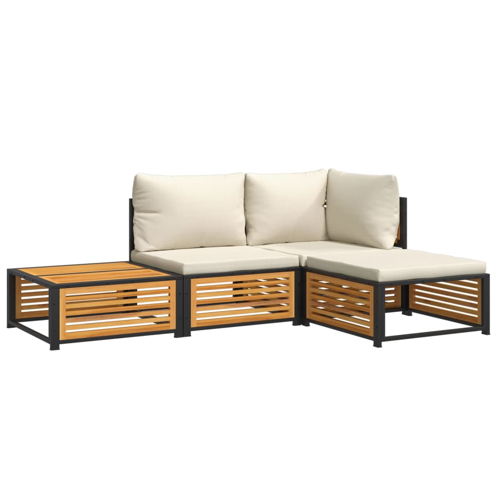 4-delige Loungeset met kussens massief acaciahout is nu te koop bij PeponiXL, paradijselijk wonen!