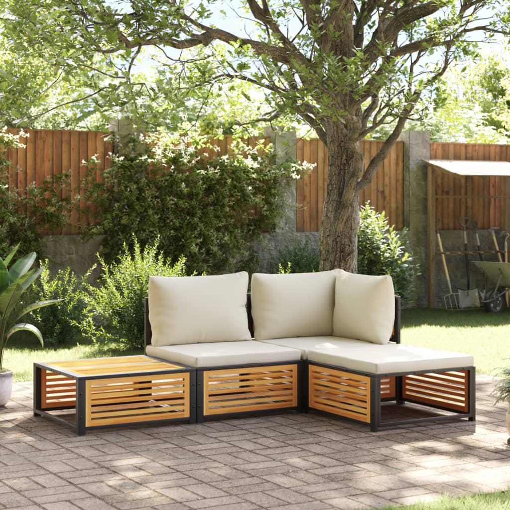 4-delige Loungeset met kussens massief acaciahout is nu te koop bij PeponiXL, paradijselijk wonen!