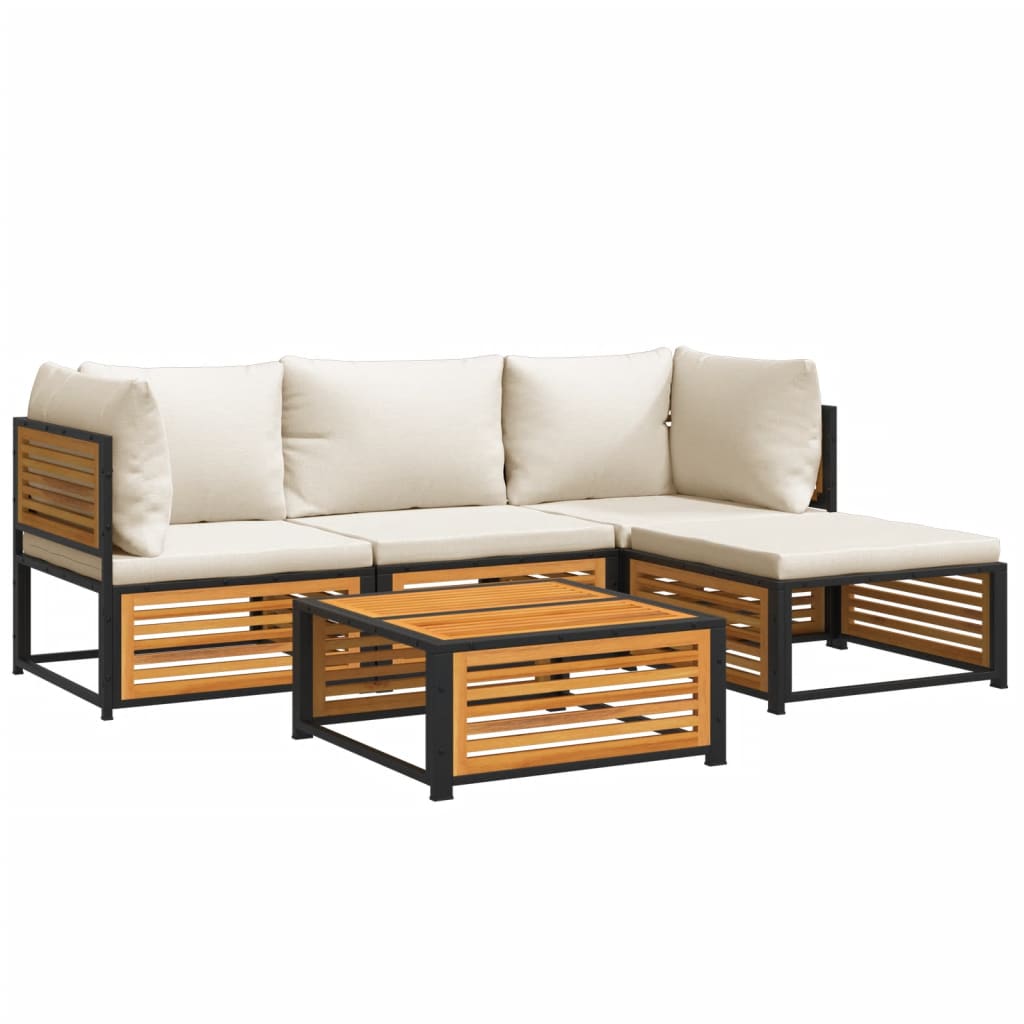 5-delige Loungeset met kussens massief acaciahout is nu te koop bij PeponiXL, paradijselijk wonen!
