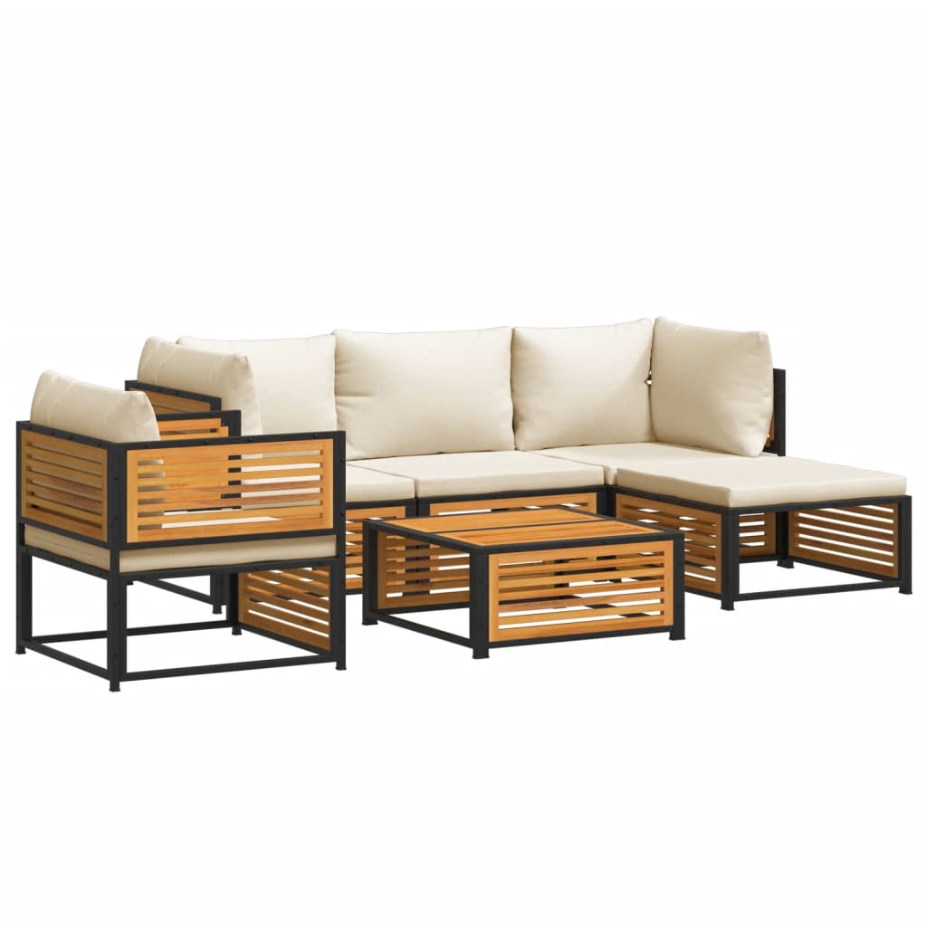 6-delige Loungeset met kussens massief acaciahout is nu te koop bij PeponiXL, paradijselijk wonen!