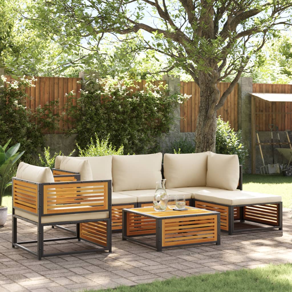 6-delige Loungeset met kussens massief acaciahout is nu te koop bij PeponiXL, paradijselijk wonen!