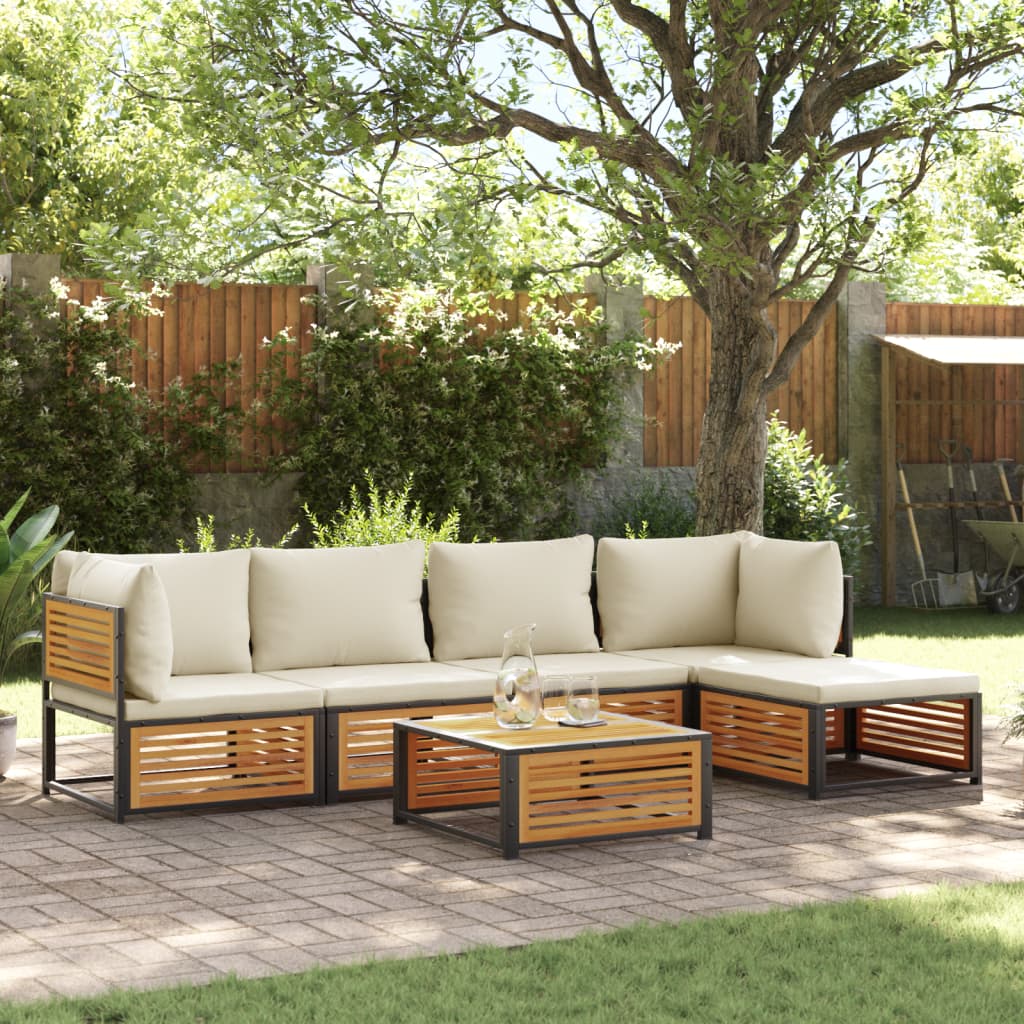 6-delige Loungeset met kussens massief acaciahout is nu te koop bij PeponiXL, paradijselijk wonen!