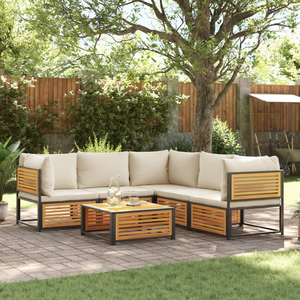 6-delige Loungeset met kussens massief acaciahout is nu te koop bij PeponiXL, paradijselijk wonen!