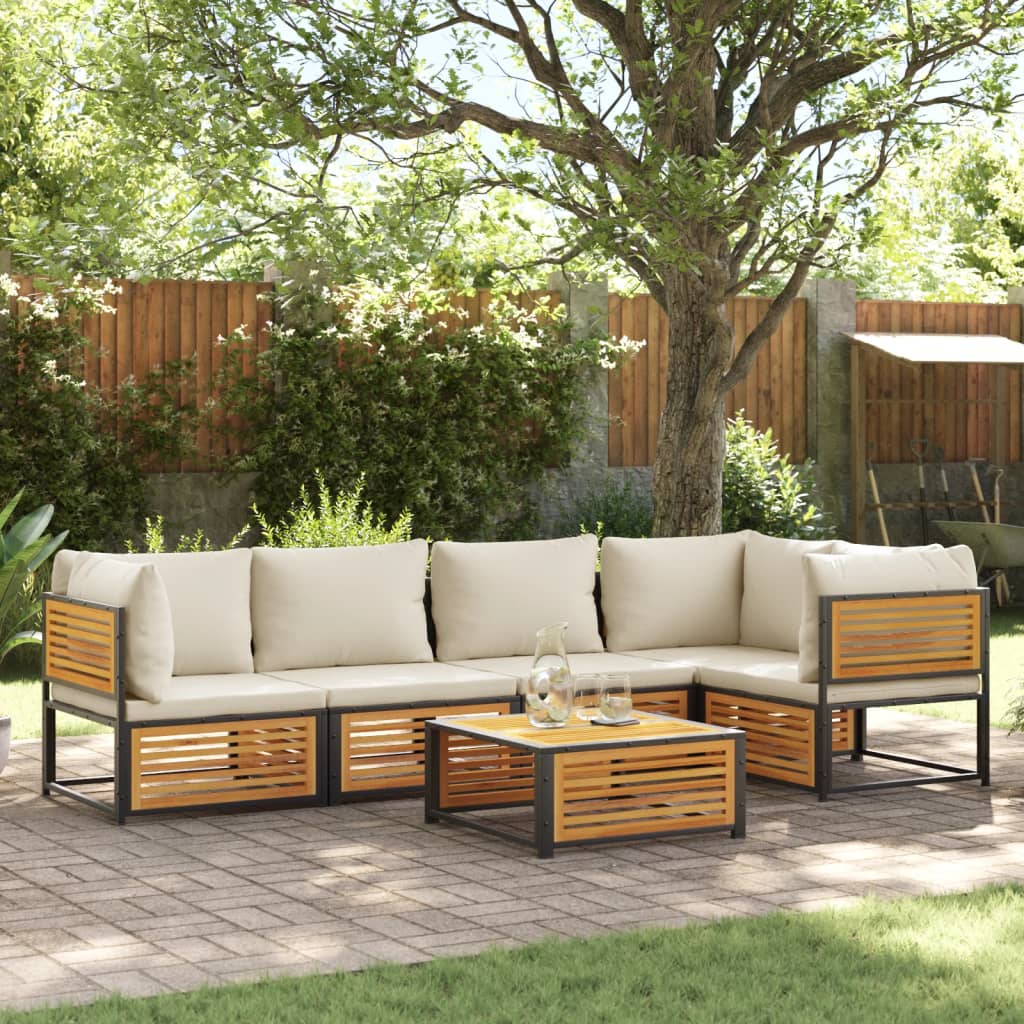 6-delige Loungeset met kussens massief acaciahout is nu te koop bij PeponiXL, paradijselijk wonen!