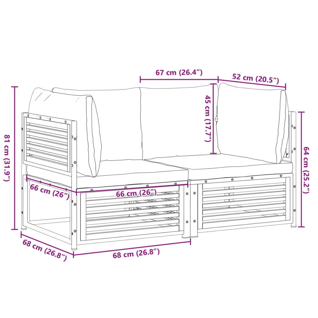 2-delige Loungeset met kussens massief acaciahout is nu te koop bij PeponiXL, paradijselijk wonen!