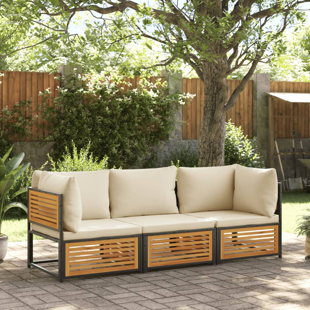 3-delige Loungeset met kussens massief acaciahout is nu te koop bij PeponiXL, paradijselijk wonen!