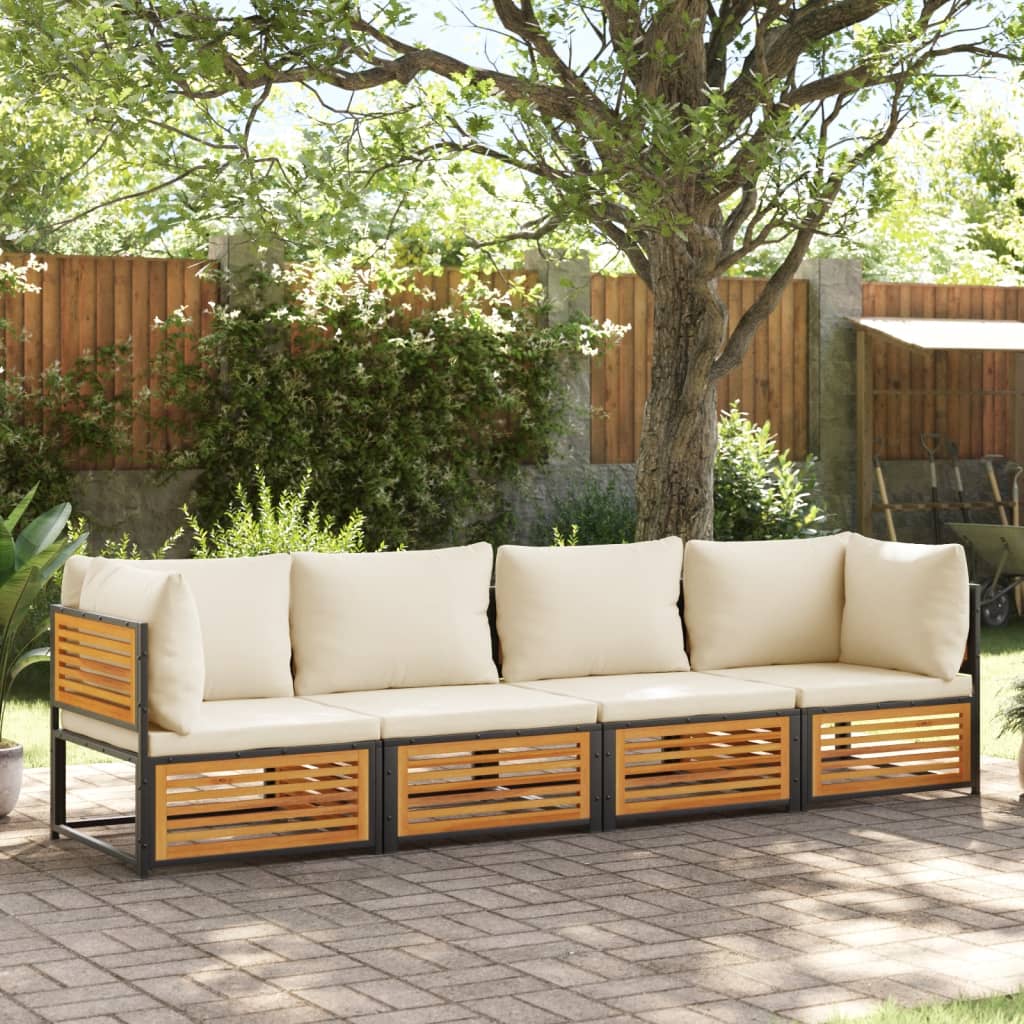 4-delige Loungeset met kussens massief acaciahout is nu te koop bij PeponiXL, paradijselijk wonen!
