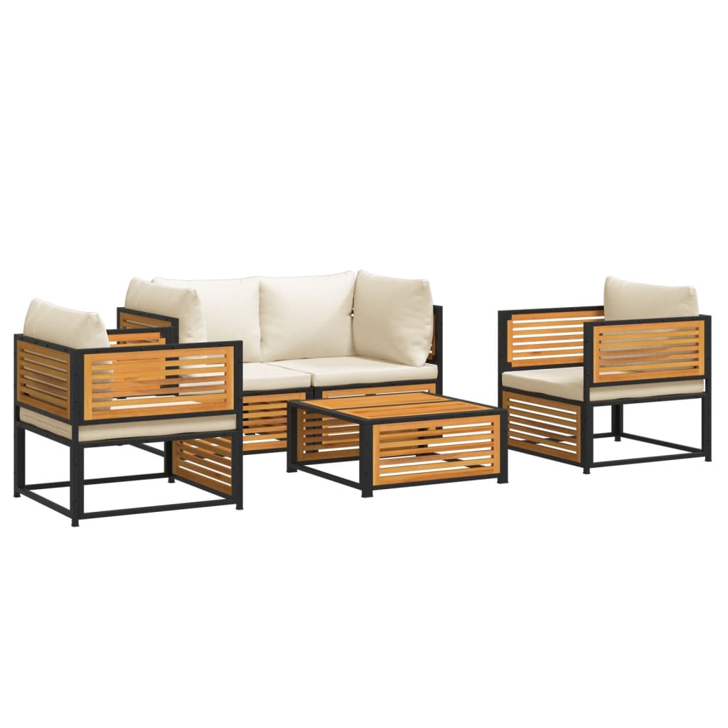 5-delige Loungeset met kussens massief acaciahout is nu te koop bij PeponiXL, paradijselijk wonen!