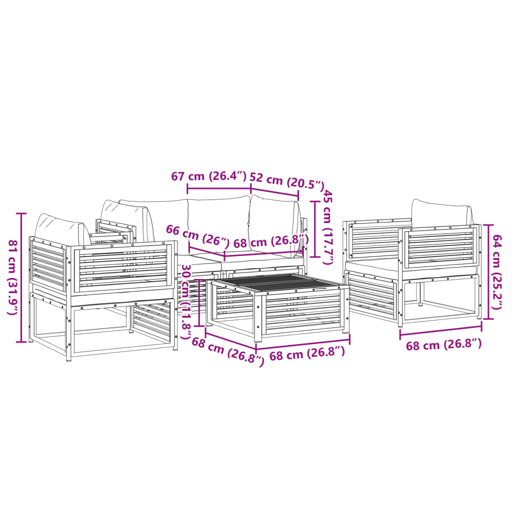 5-delige Loungeset met kussens massief acaciahout is nu te koop bij PeponiXL, paradijselijk wonen!