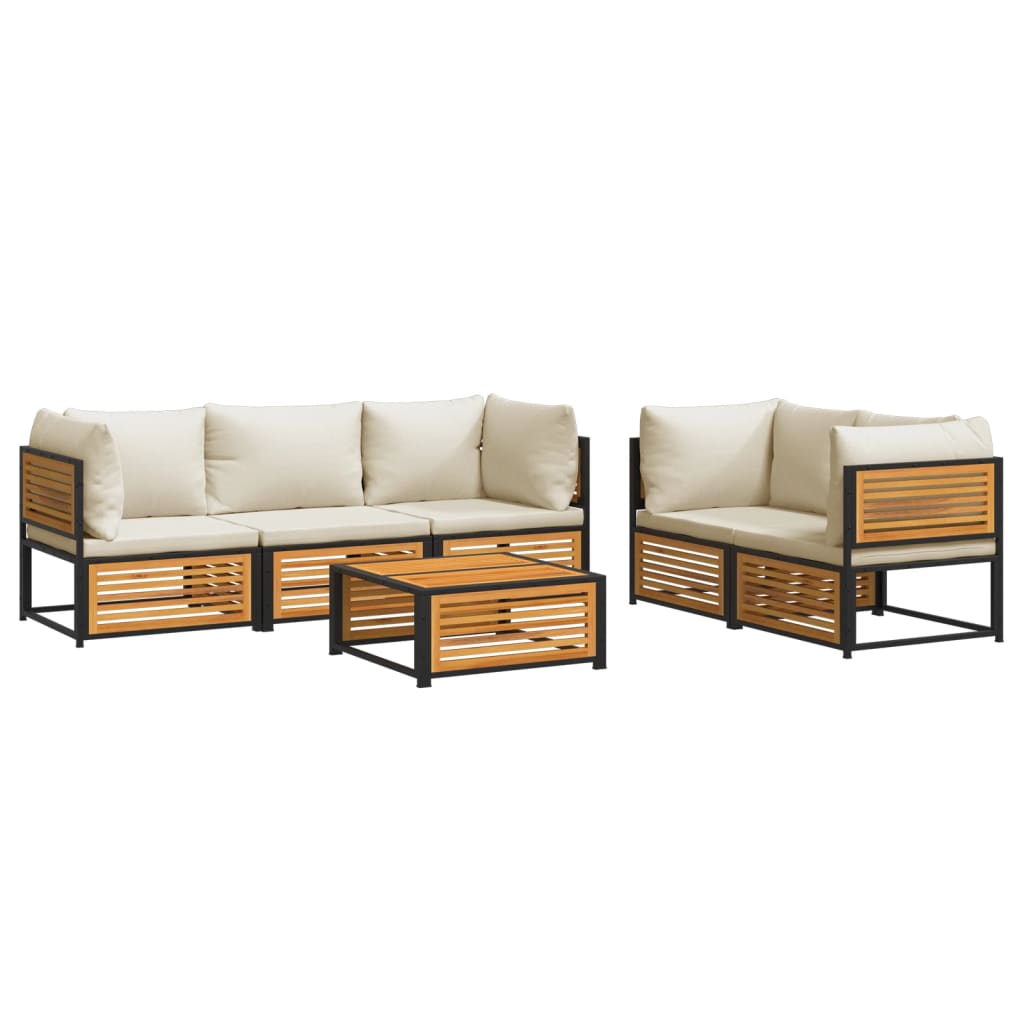 6-delige Loungeset met kussens massief acaciahout is nu te koop bij PeponiXL, paradijselijk wonen!