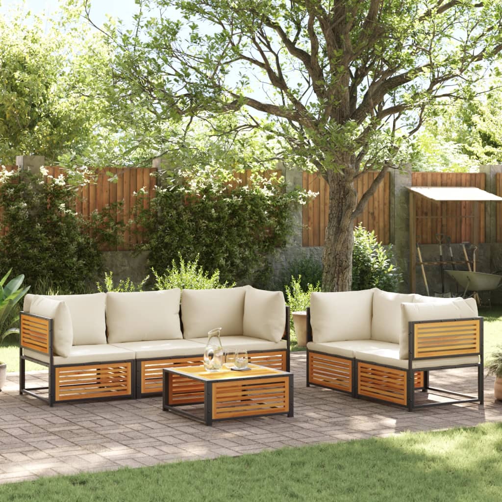 6-delige Loungeset met kussens massief acaciahout is nu te koop bij PeponiXL, paradijselijk wonen!
