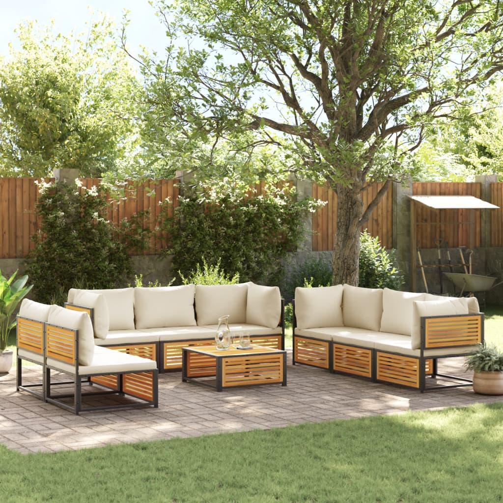 9-delige Loungeset met kussens massief acaciahout is nu te koop bij PeponiXL, paradijselijk wonen!