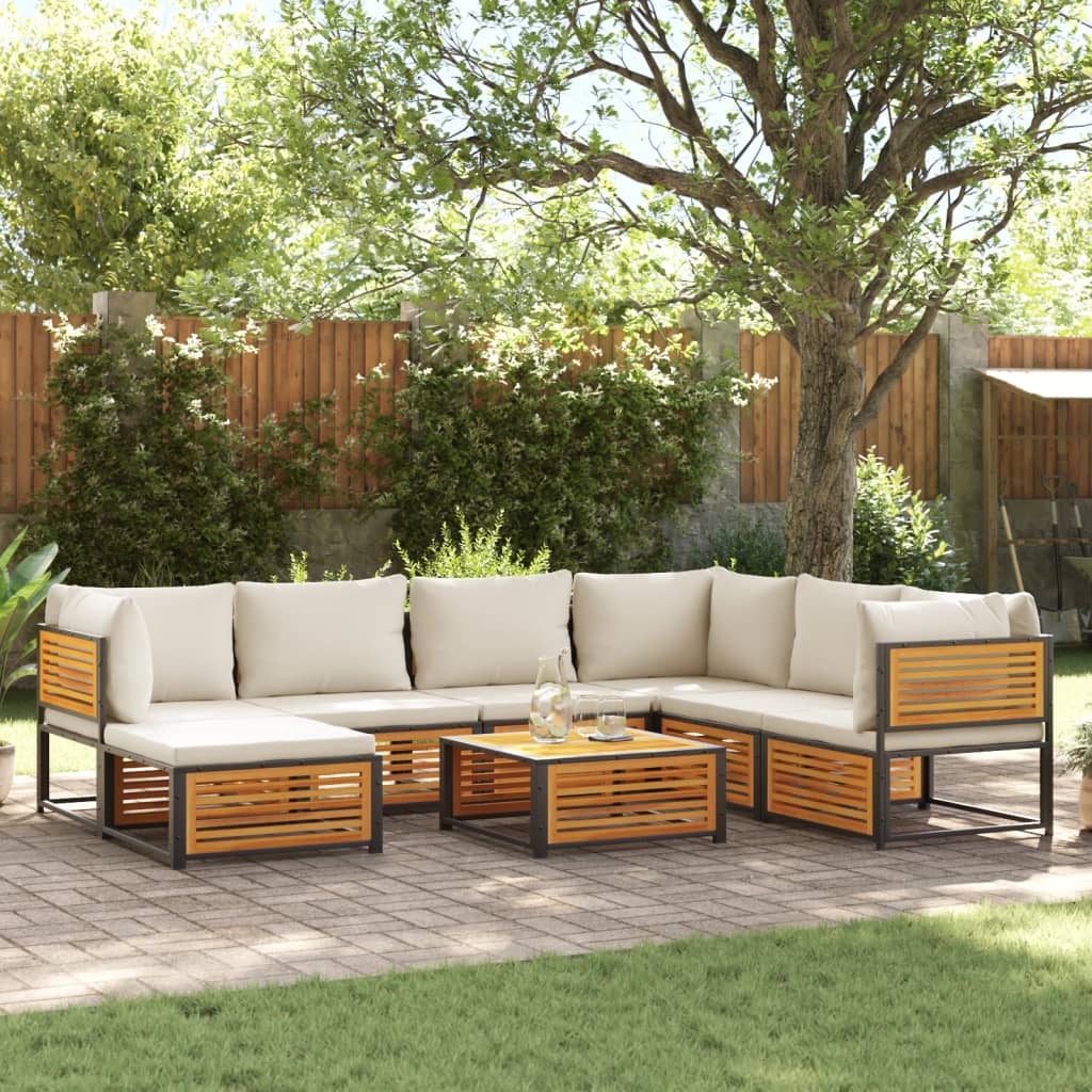 8-delige Loungeset met kussens massief acaciahout is nu te koop bij PeponiXL, paradijselijk wonen!