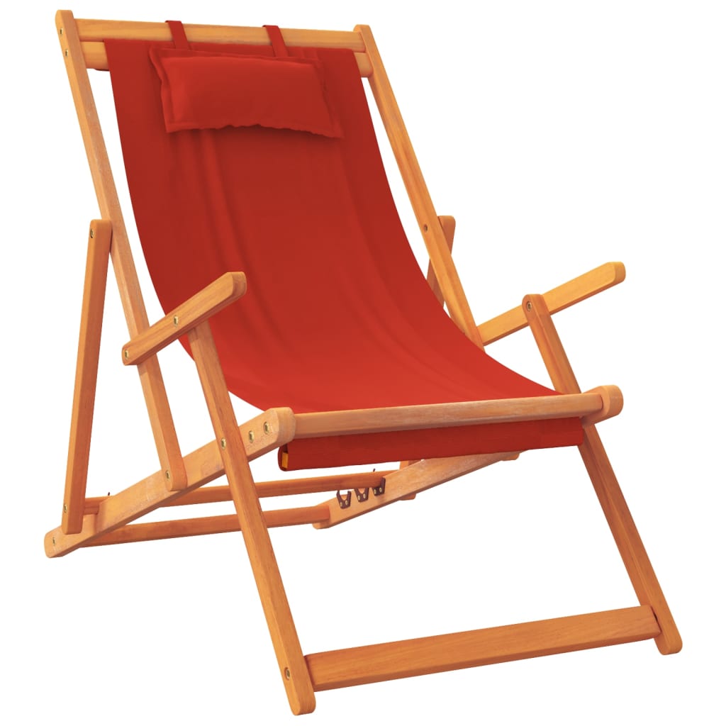 Strandstoelen 2 st inklapbaar stof rood is nu te koop bij PeponiXL, paradijselijk wonen!