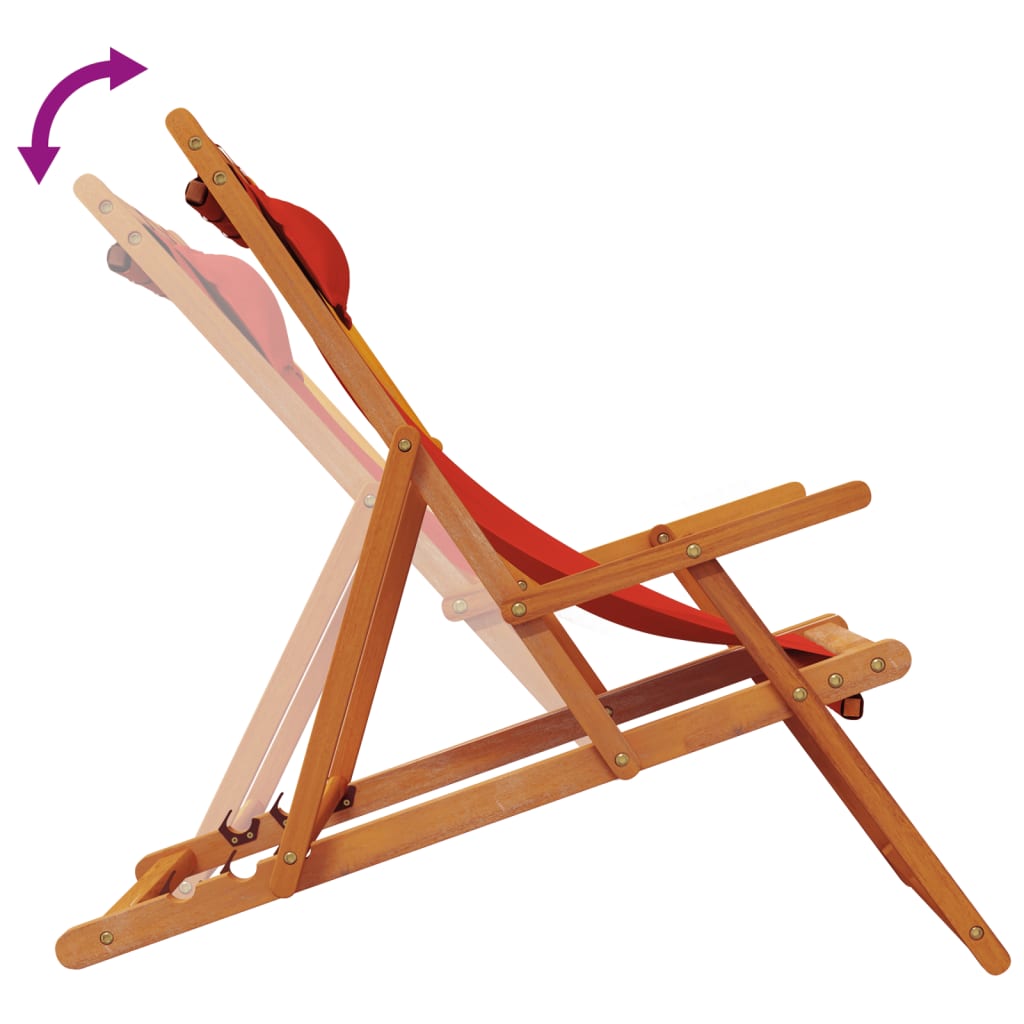 Strandstoelen 2 st inklapbaar stof rood is nu te koop bij PeponiXL, paradijselijk wonen!