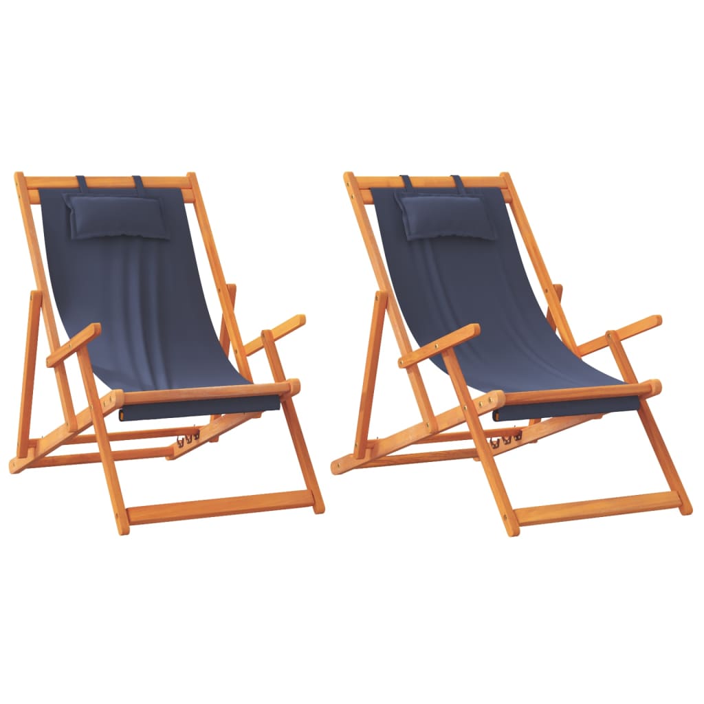 Strandstoelen 2 st inklapbaar stof blauw is nu te koop bij PeponiXL, paradijselijk wonen!