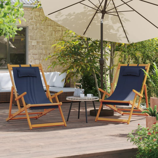 Strandstoelen 2 st inklapbaar stof blauw is nu te koop bij PeponiXL, paradijselijk wonen!