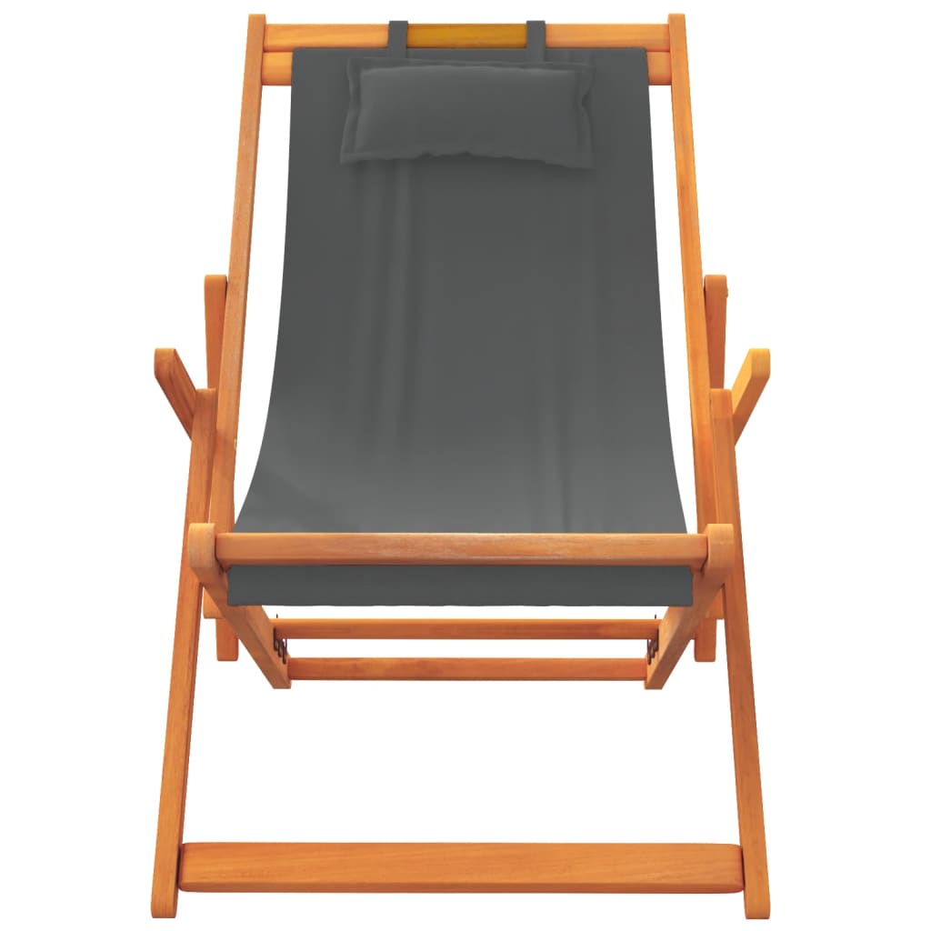 Strandstoelen 2 st inklapbaar stof grijs is nu te koop bij PeponiXL, paradijselijk wonen!