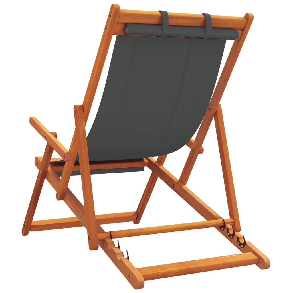Strandstoelen 2 st inklapbaar stof grijs is nu te koop bij PeponiXL, paradijselijk wonen!